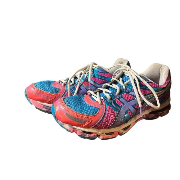 ASICS Gel Kayano 19 Women’s Size 13 Running Sneakers Multicolor DuoMax Pink Teal - Picture 2 of 13